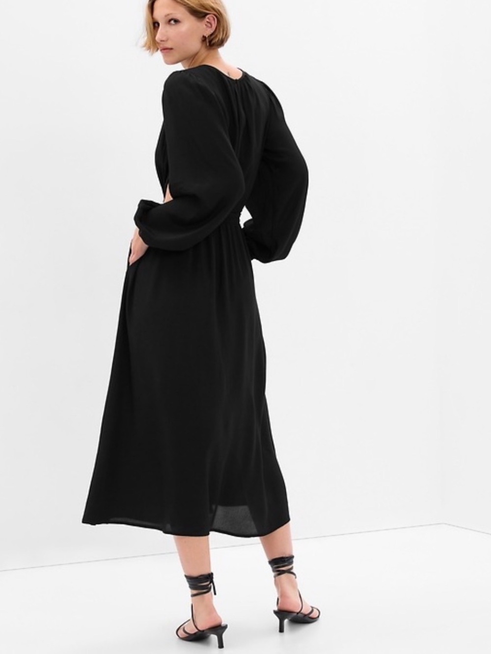 GAP Black Long Sleeve Dress Elastic Waist w/ cutouts